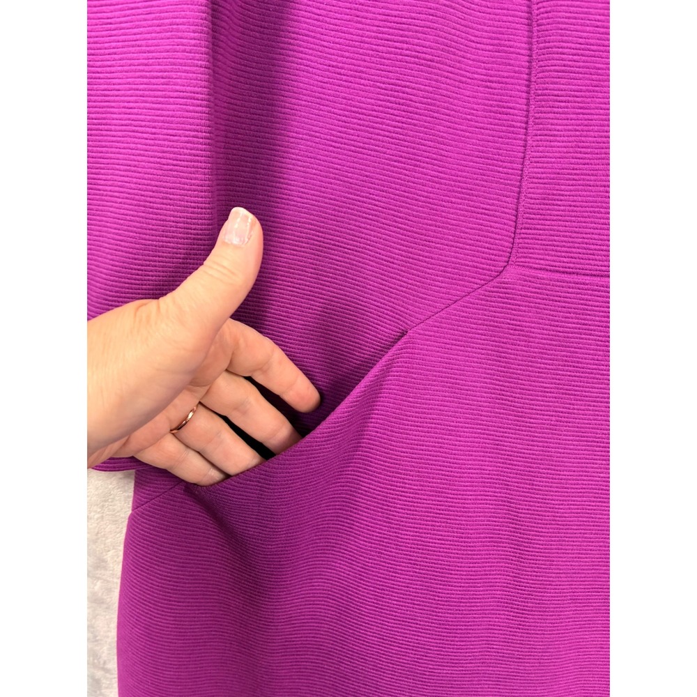 Boden Purple Ottoman Ribbed V-Neck Shift Dress Pockets US 14R J0235 - Picture 6 of 8